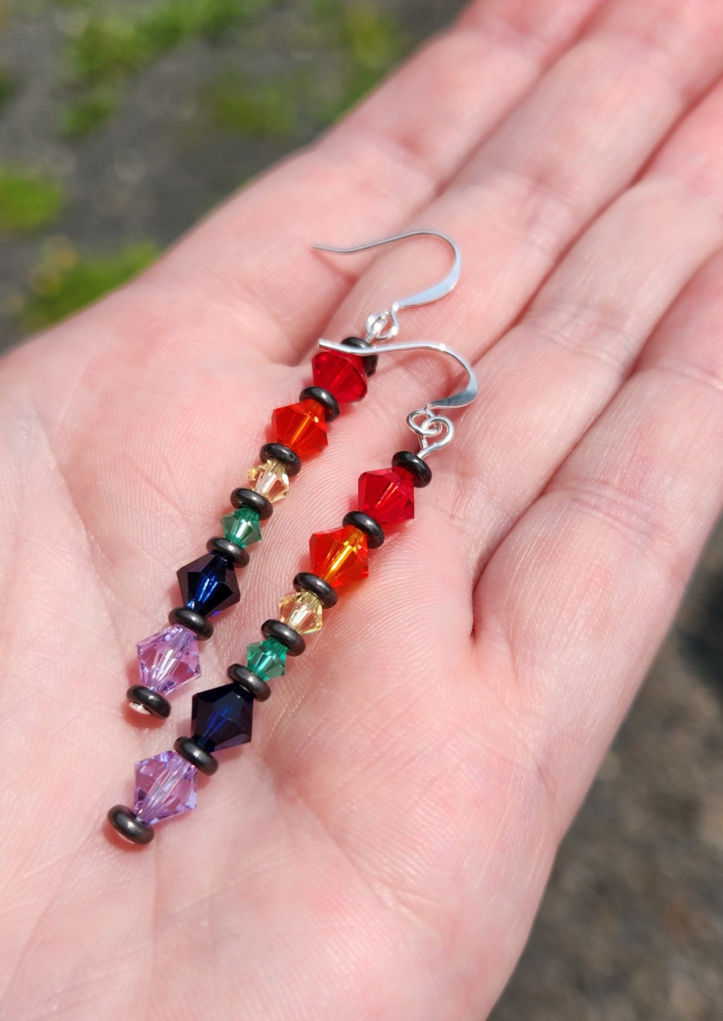 Rainbow earrings - crystal and hematite