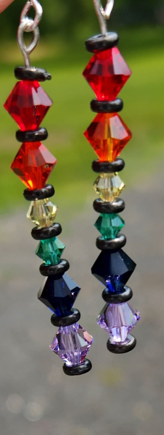 Rainbow earrings - crystal and hematite