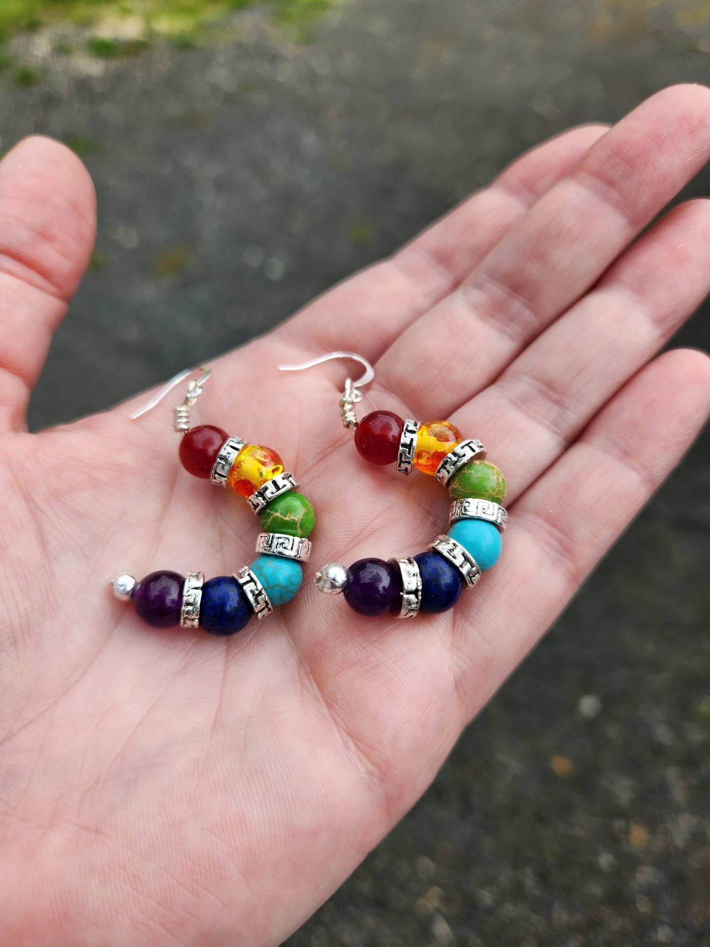 Rainbow earrings -hoop