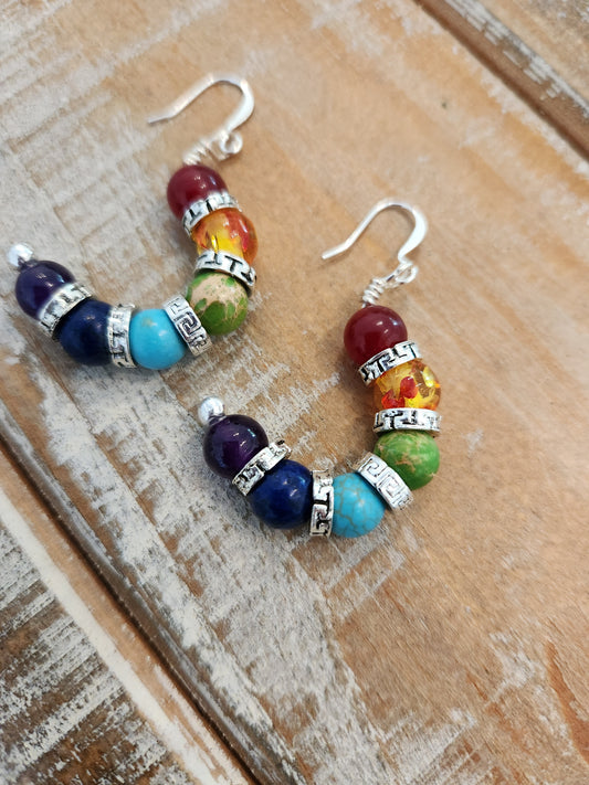 Rainbow earrings -hoop