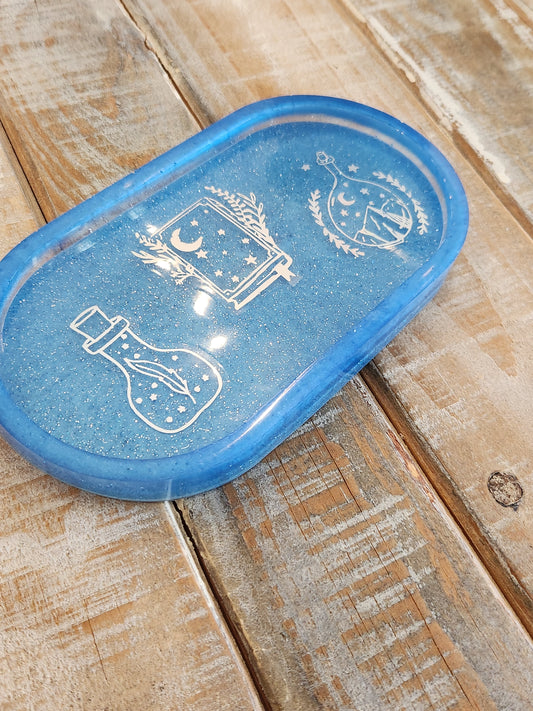 Resin tray blue shimmer - handmade