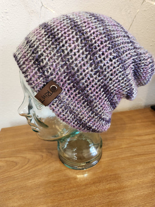 Knit Hat - Super soft, purple, gray, and pink stripe