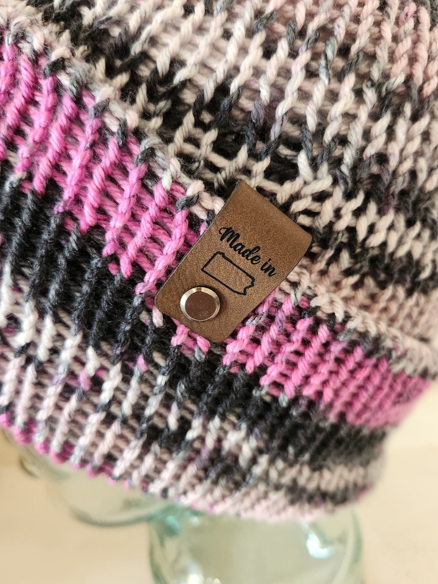 Knit Hat - Pink and black