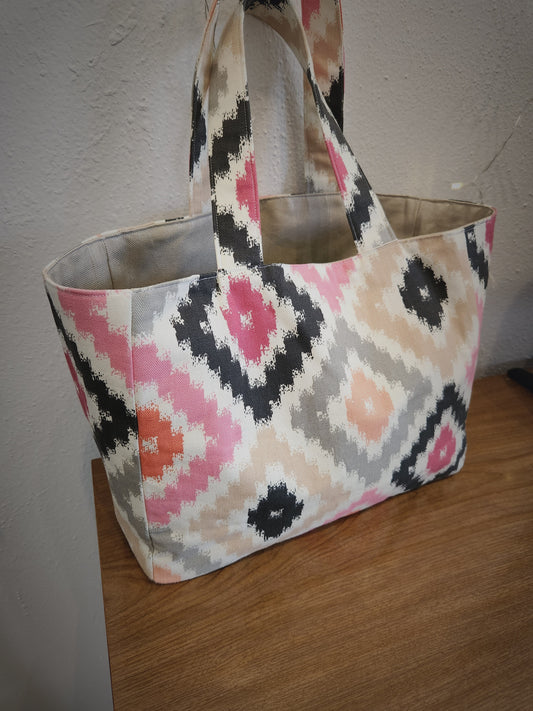 The wide tote - pink and black