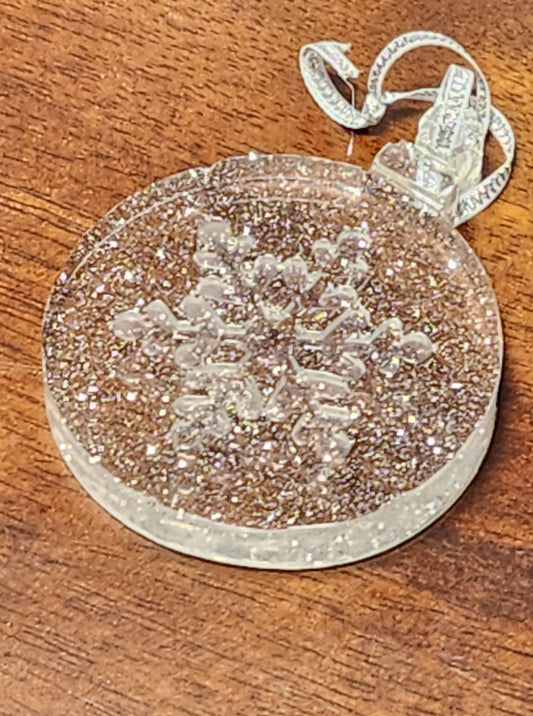 Resin ornament - clear sparkly snowflake