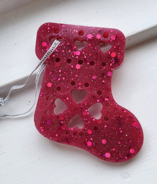 Resin ornament - Red Christmas Stocking