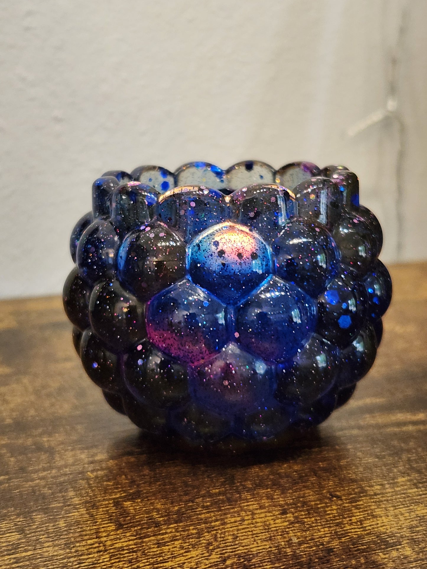 Resin Candle holder - sparkly purple