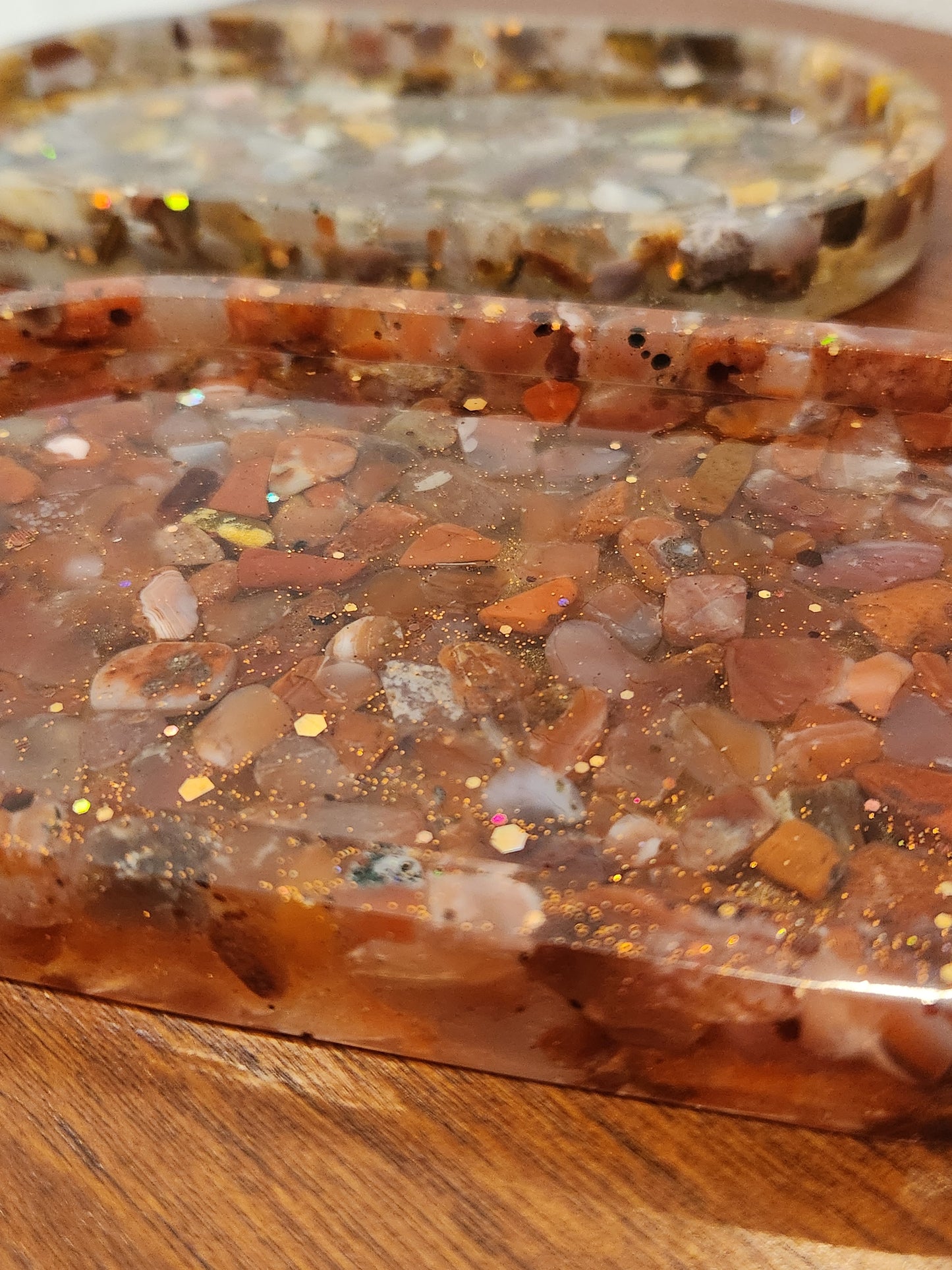 Mixed semi precious stone Resin tray