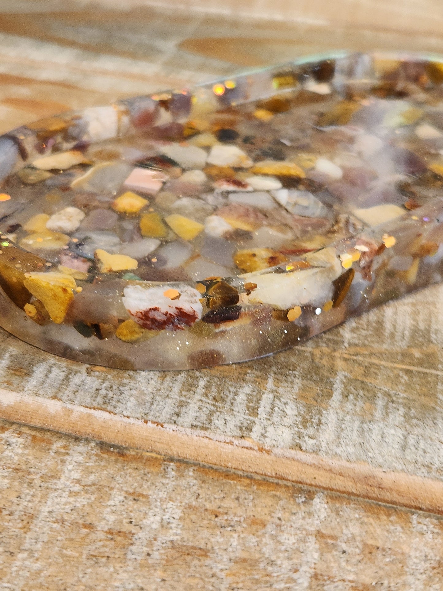 Mixed semi precious stone Resin tray
