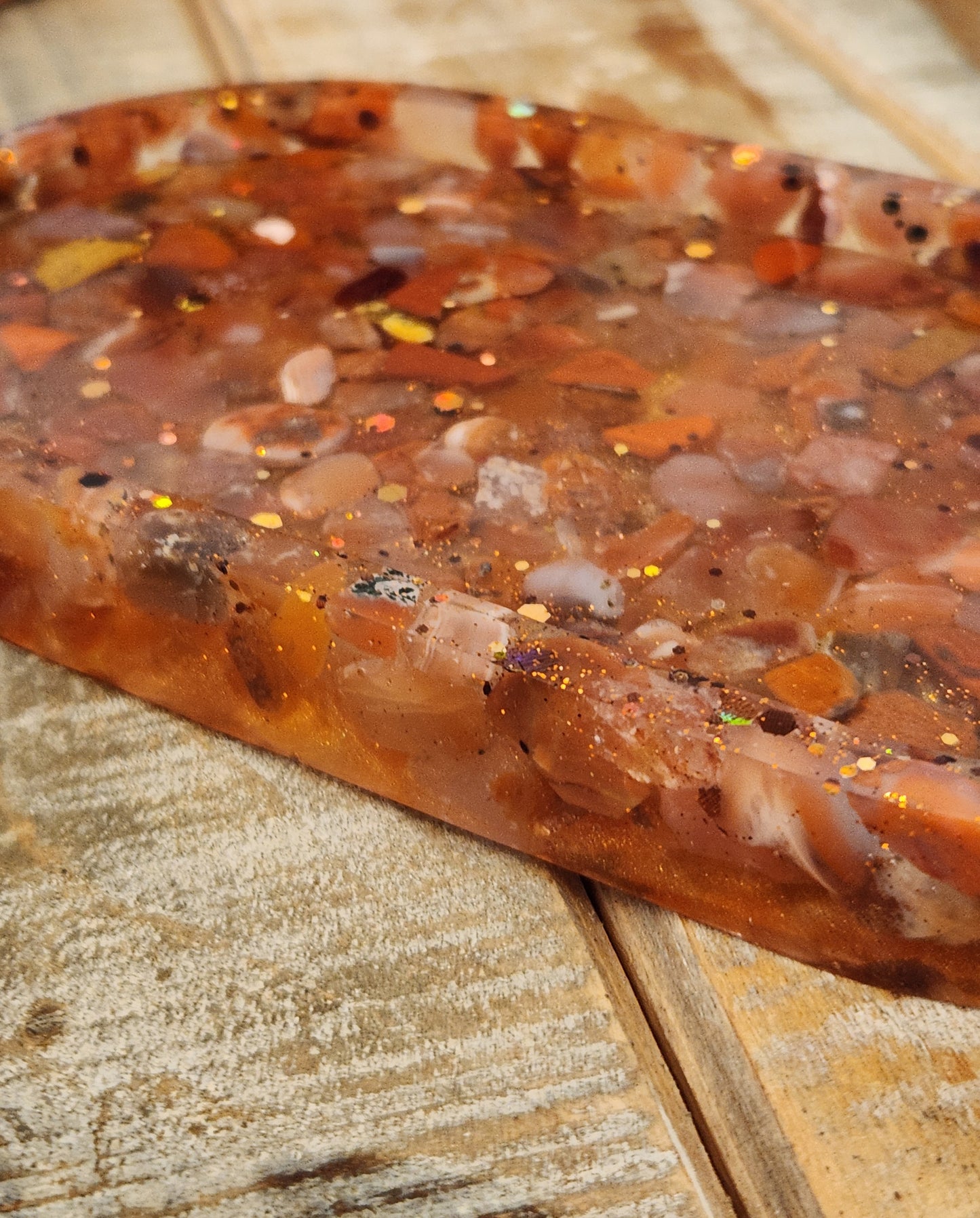 Mixed semi precious stone Resin tray