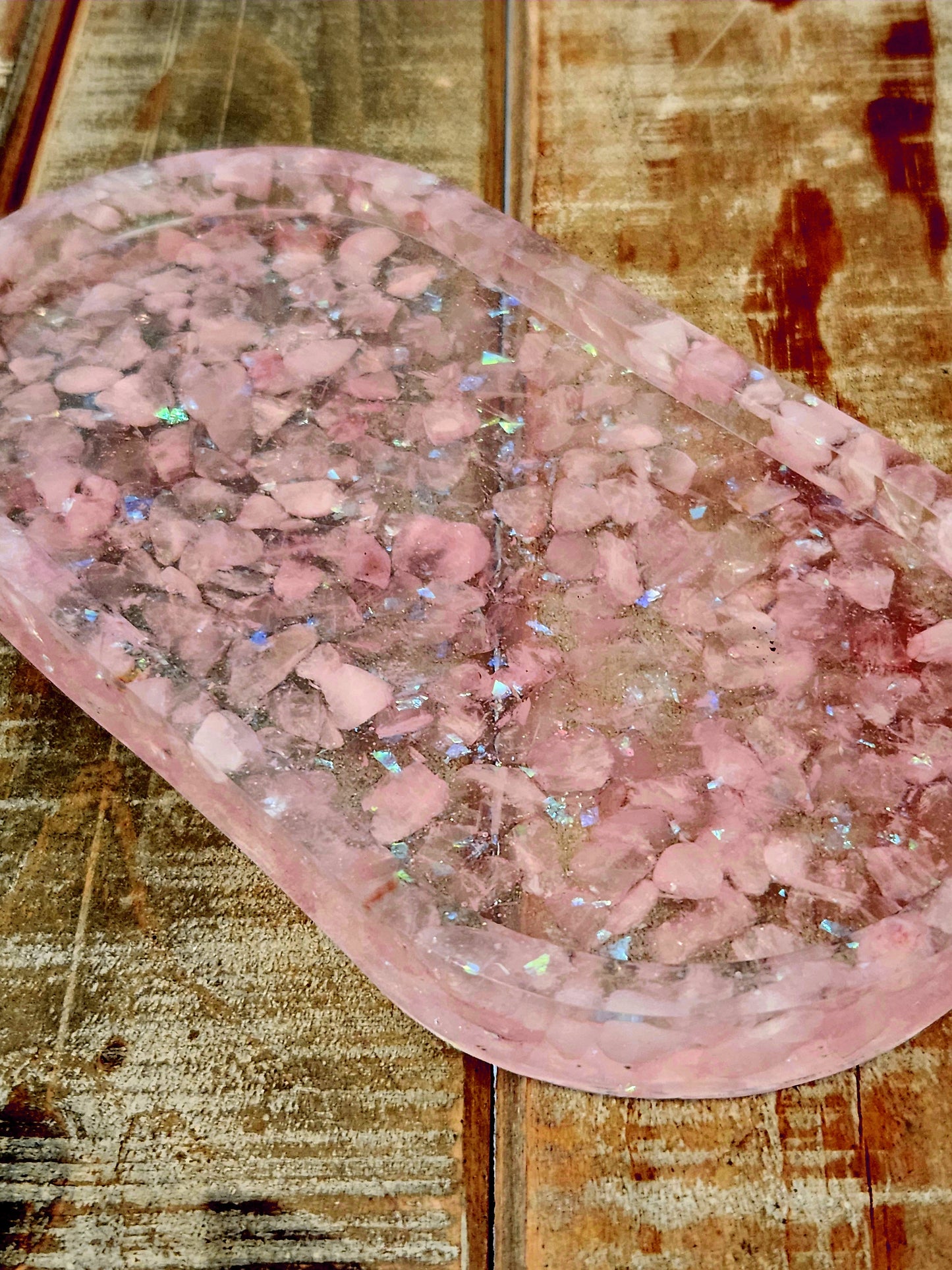 Rose quartz Resin tray