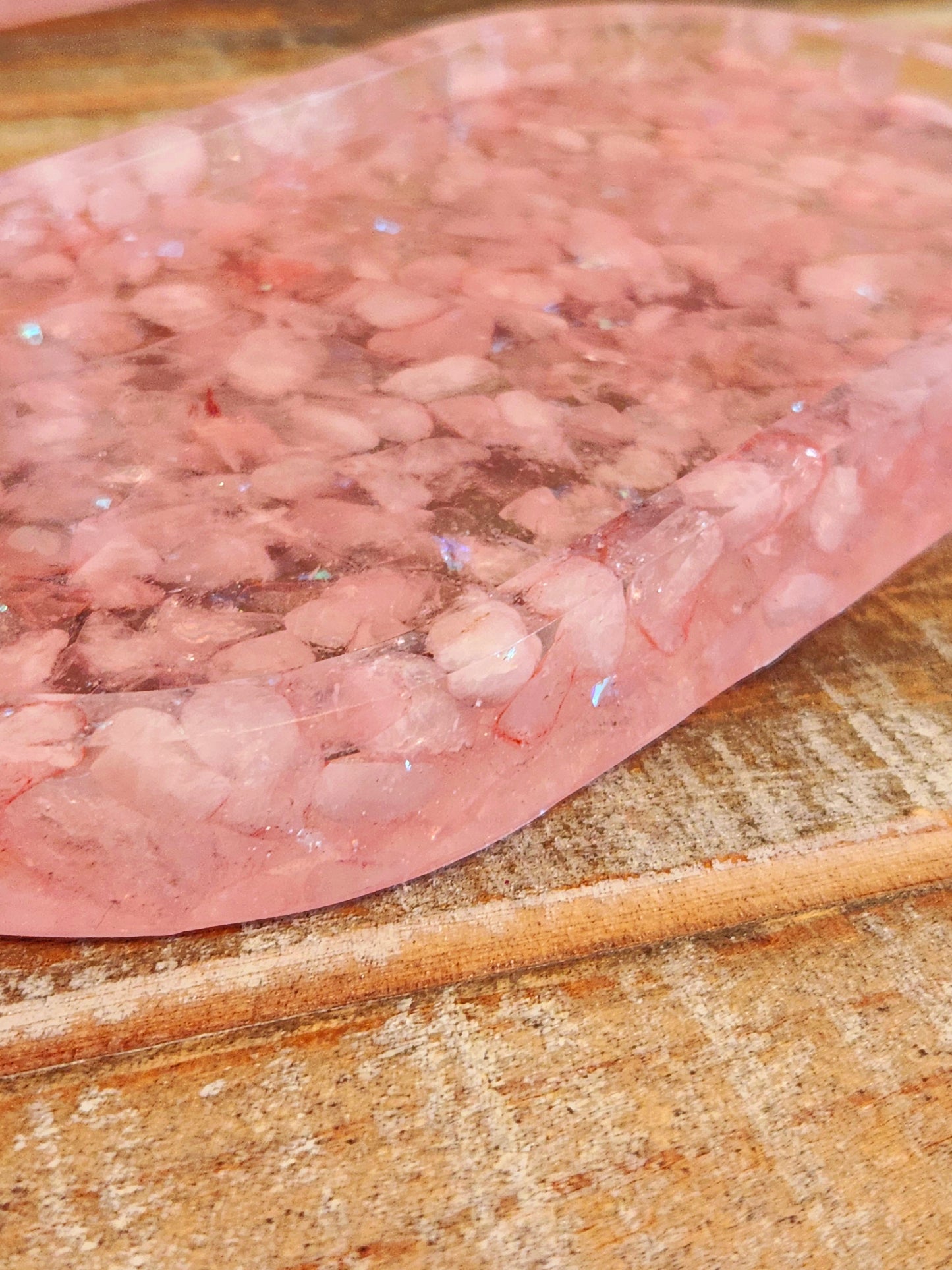 Rose quartz Resin tray