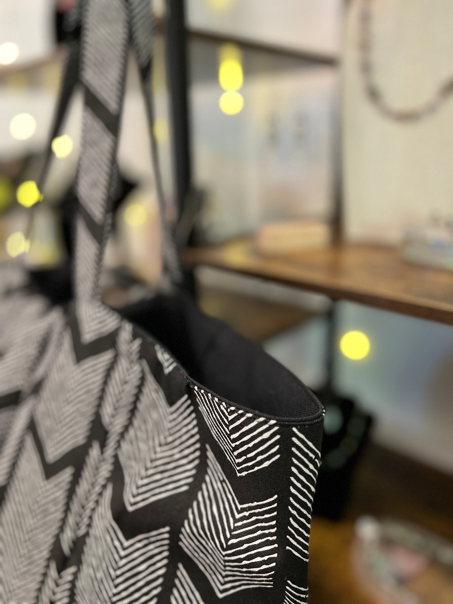 The Everything Tote: Black with Chevron