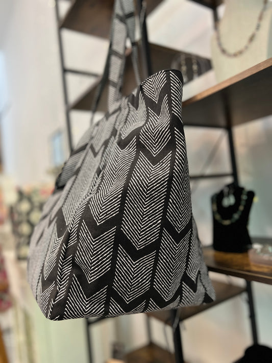 The Everything Tote: Black with Chevron