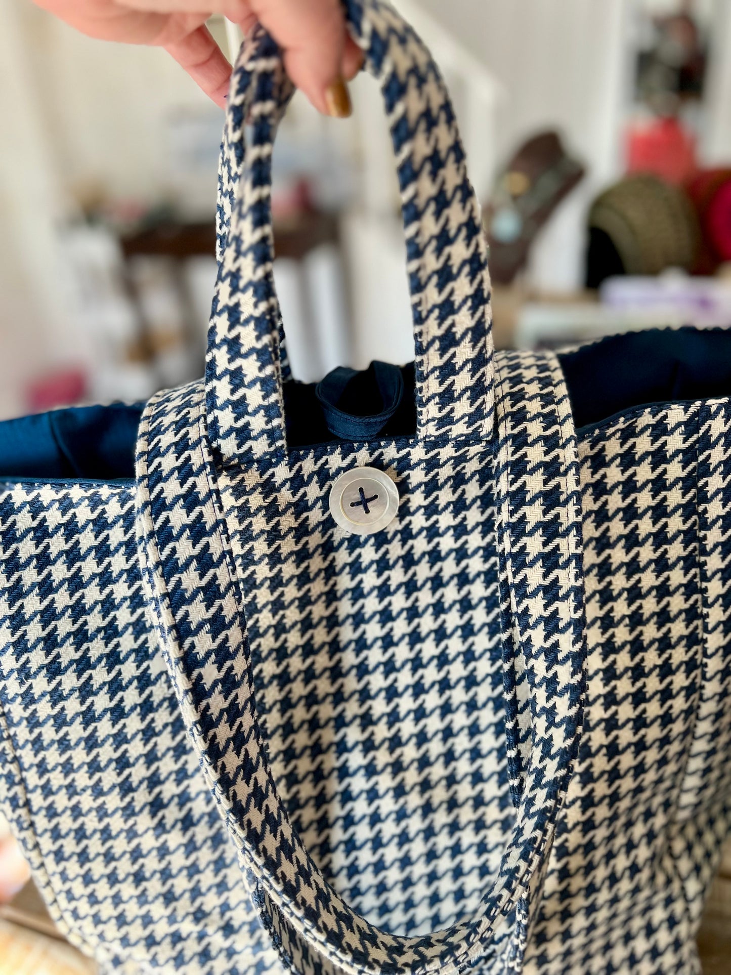 The Everything Tote! Navy Houndstooth