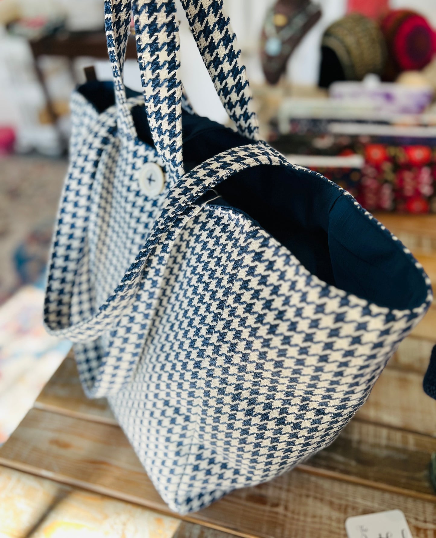 The Everything Tote! Navy Houndstooth