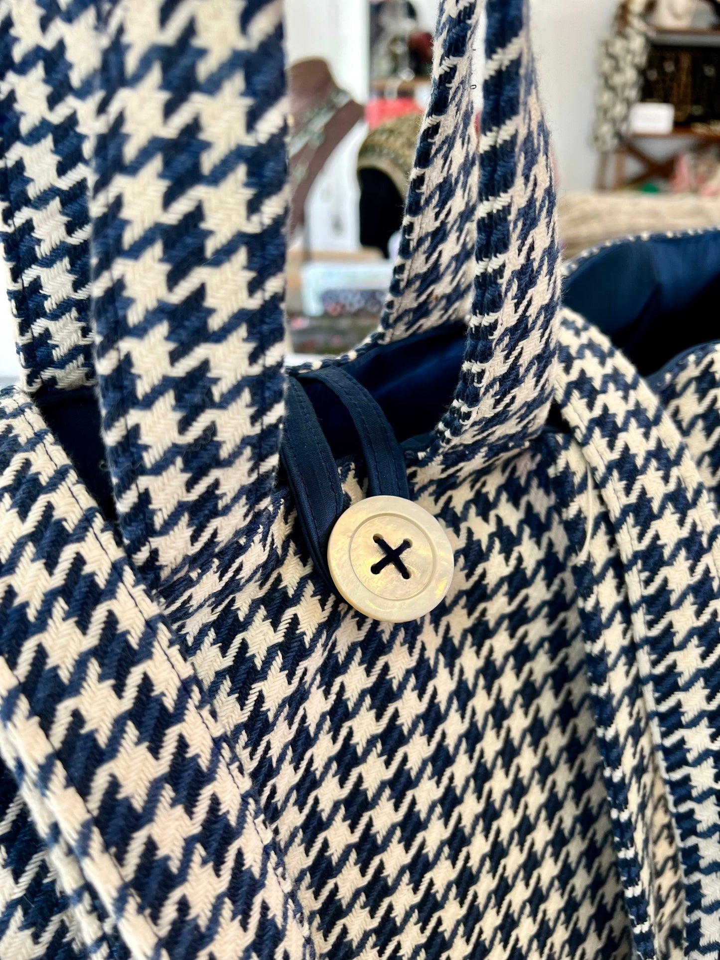 The Everything Tote! Navy Houndstooth