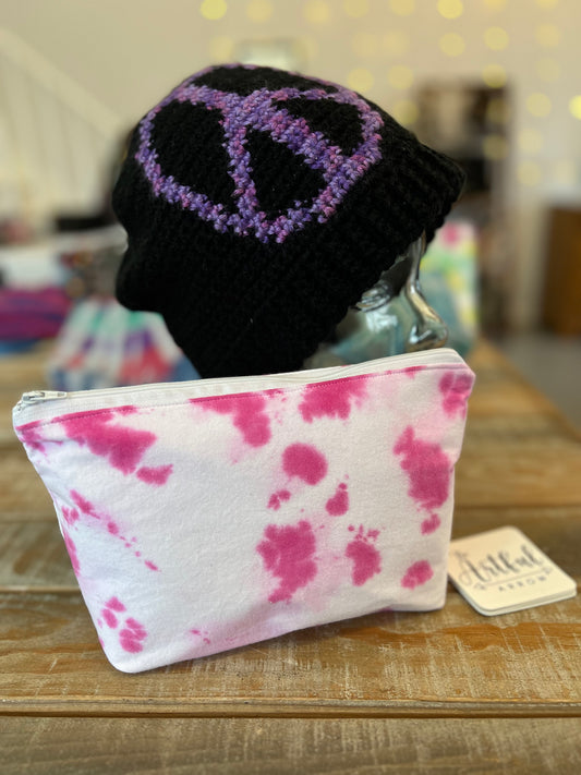 Upcycled Tie-dye pouch - Pink and White