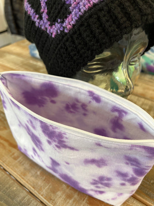 Upcycled Tye-dye pouch - Purple & White