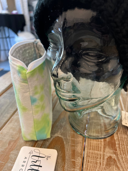 Upcycled Tie-dye pouch - Green, Yellow, White