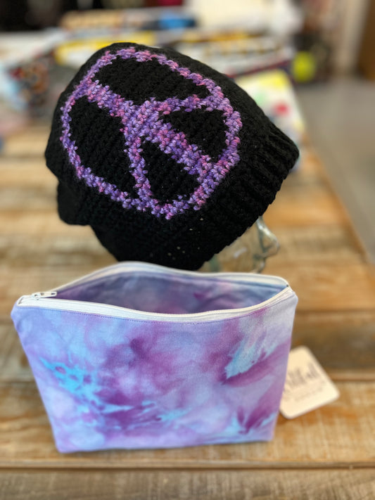 Upcycled Tie-dye pouch - Purple and Blue