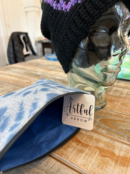 Upcycled Tie-dye pouch - Grey & Blue