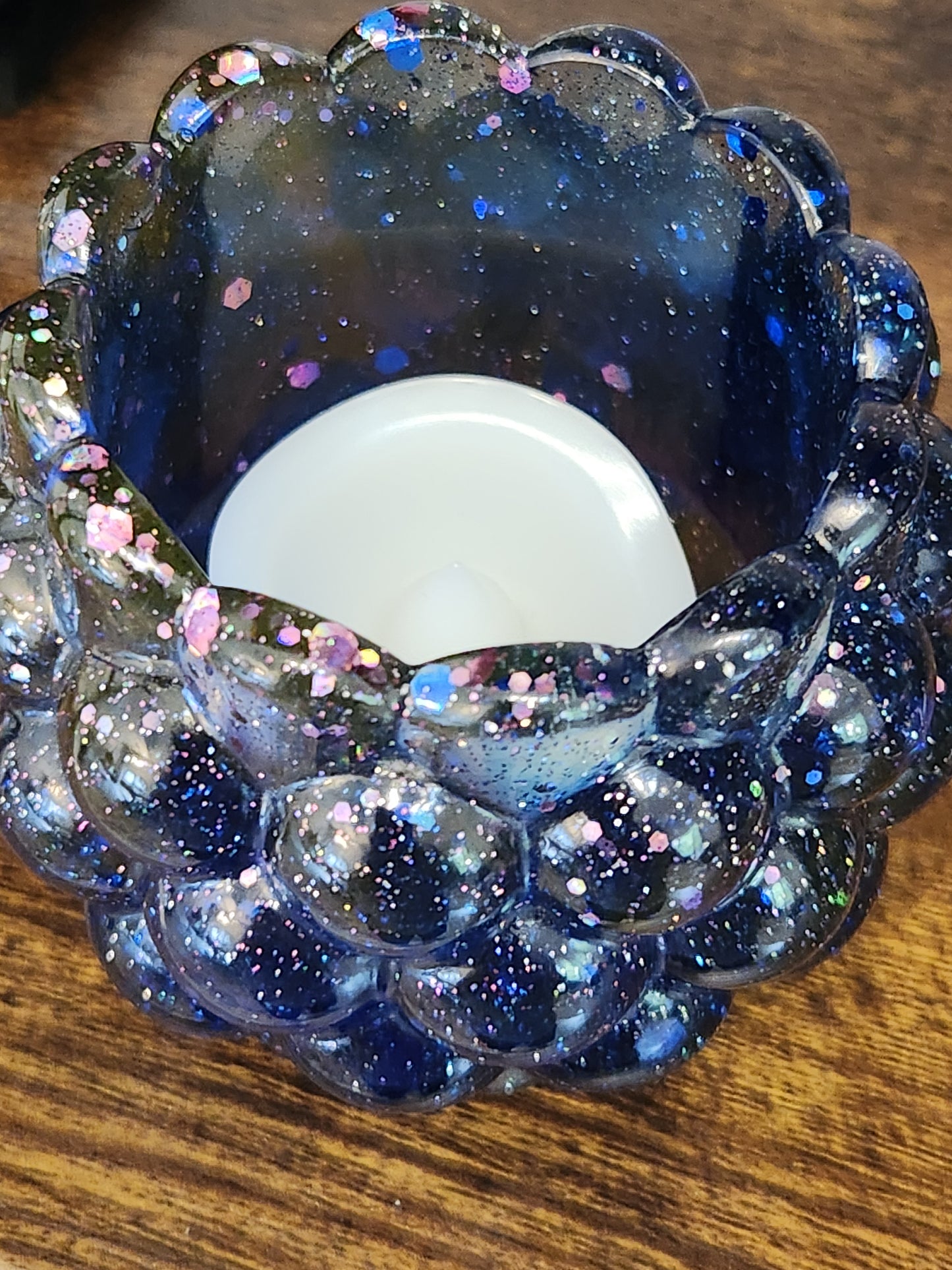 Resin Candle holder - sparkly purple