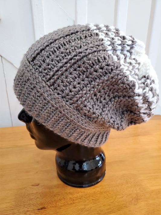 Unisex winter slouchy hat with stripes