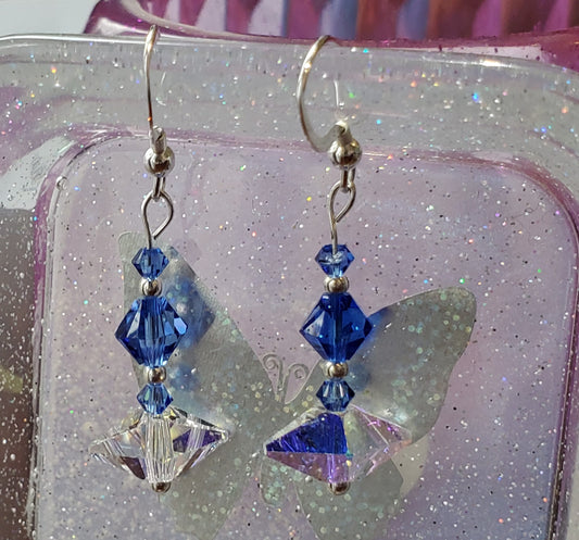 Blue crystal earrings - handmade