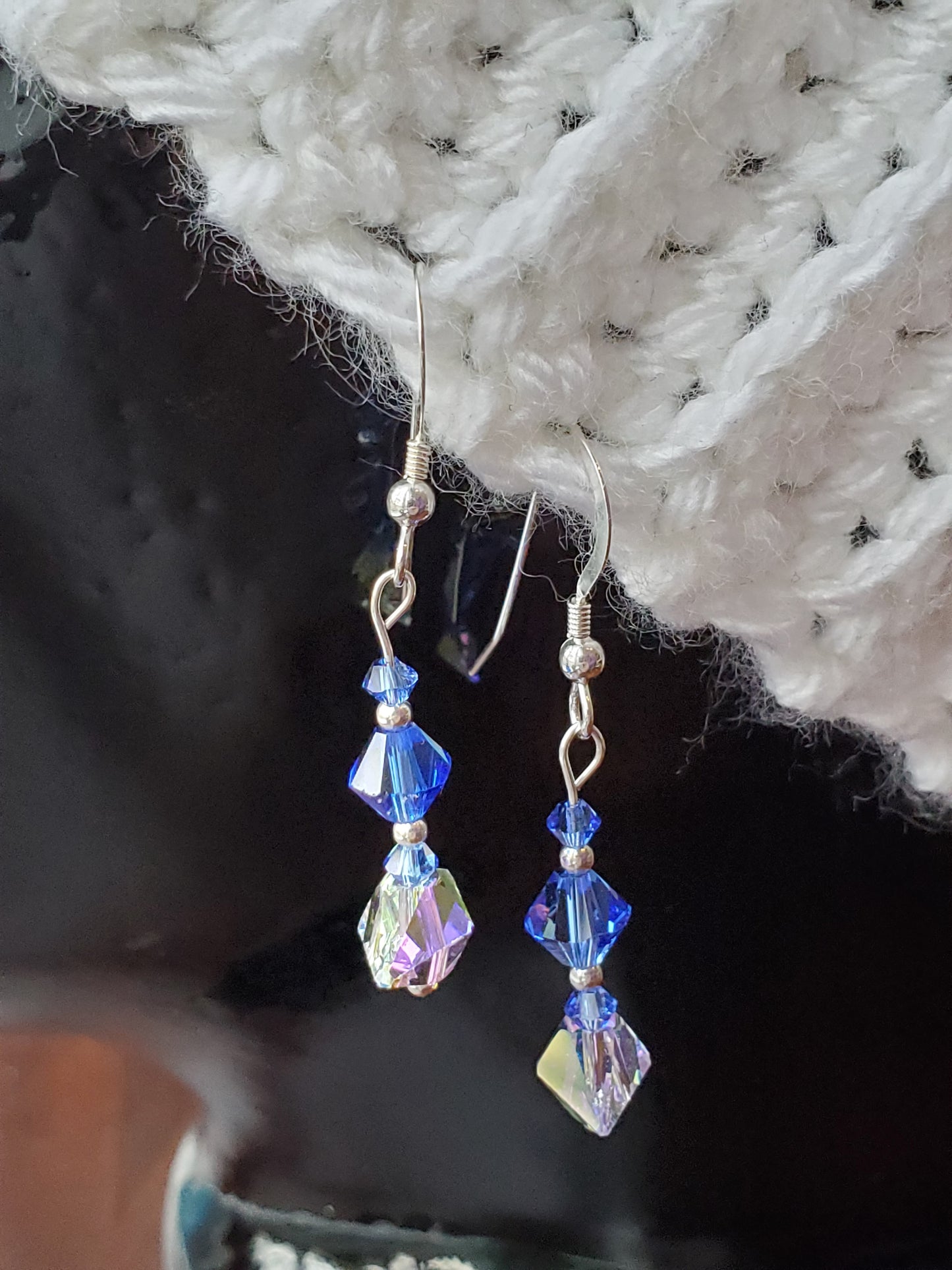 Blue crystal earrings - handmade
