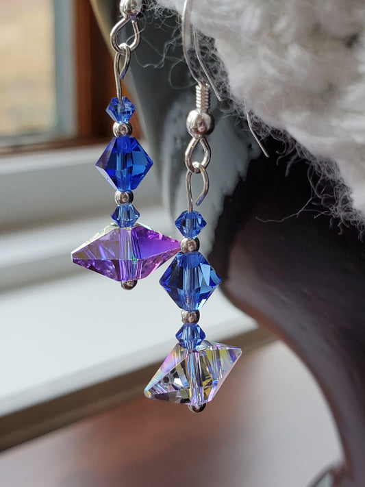 Blue crystal earrings - handmade