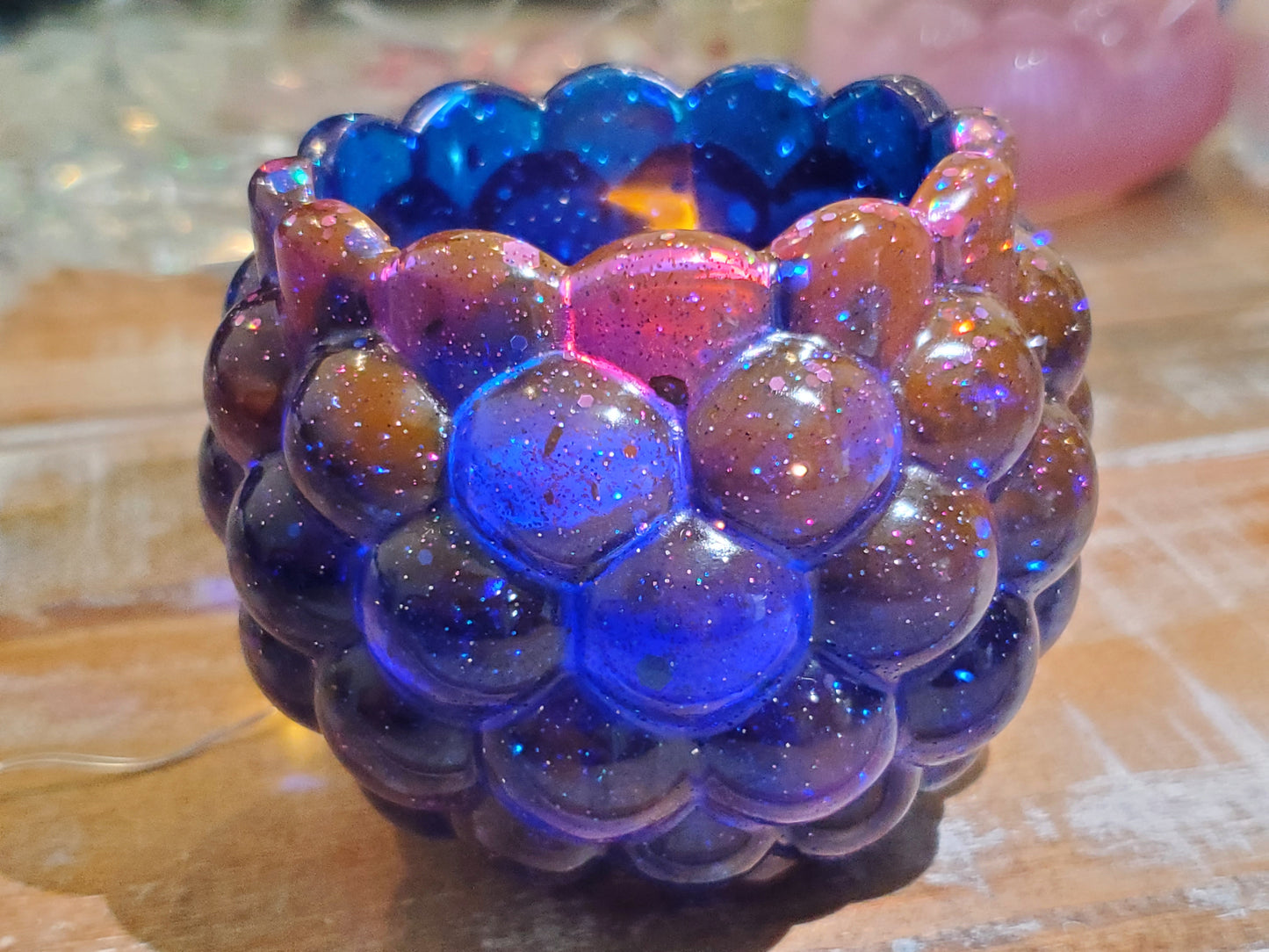 Resin Candle holder - sparkly purple