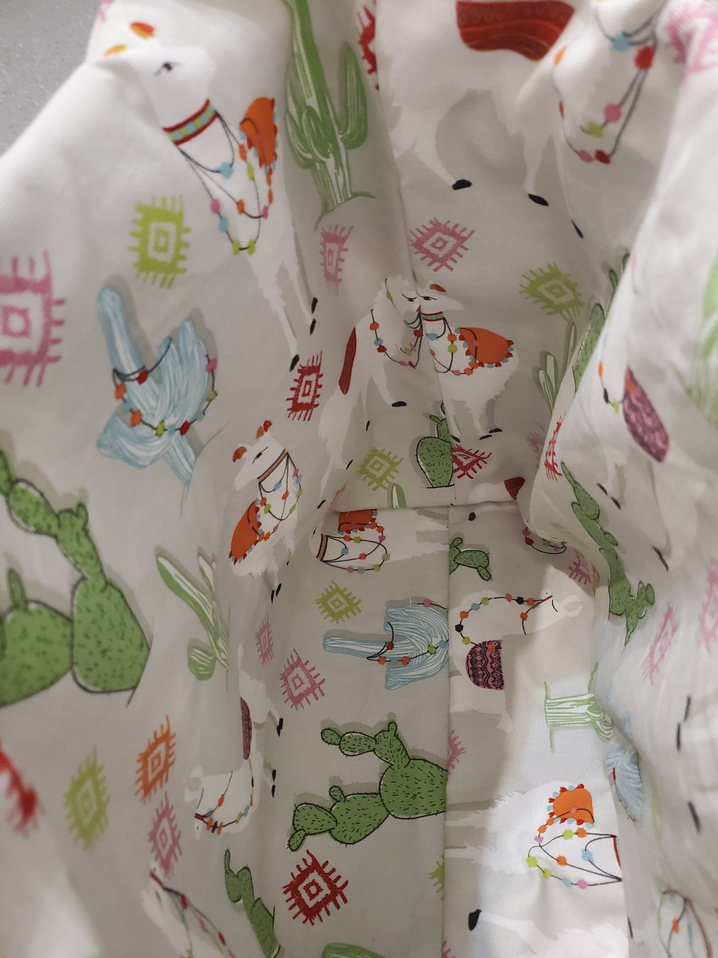 Llama print lined/reversible tote bag
