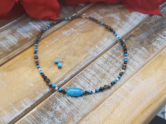 Bright Blue gemstone necklace 18.5"