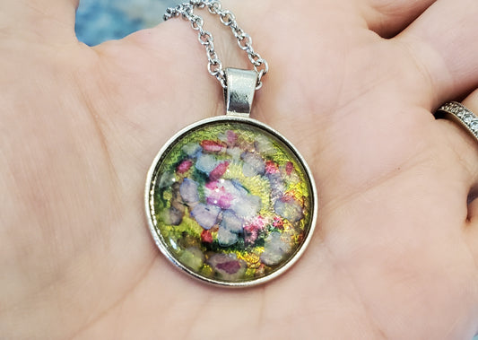 Alcohol ink pendant - Spring fling (comes with chain)