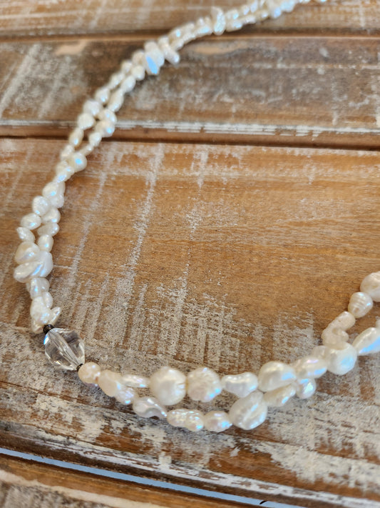 Freshwater pearl and crystal necklace