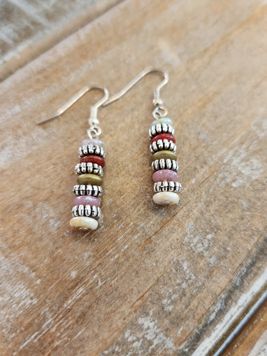 Cute, colorful stacked bead earrings