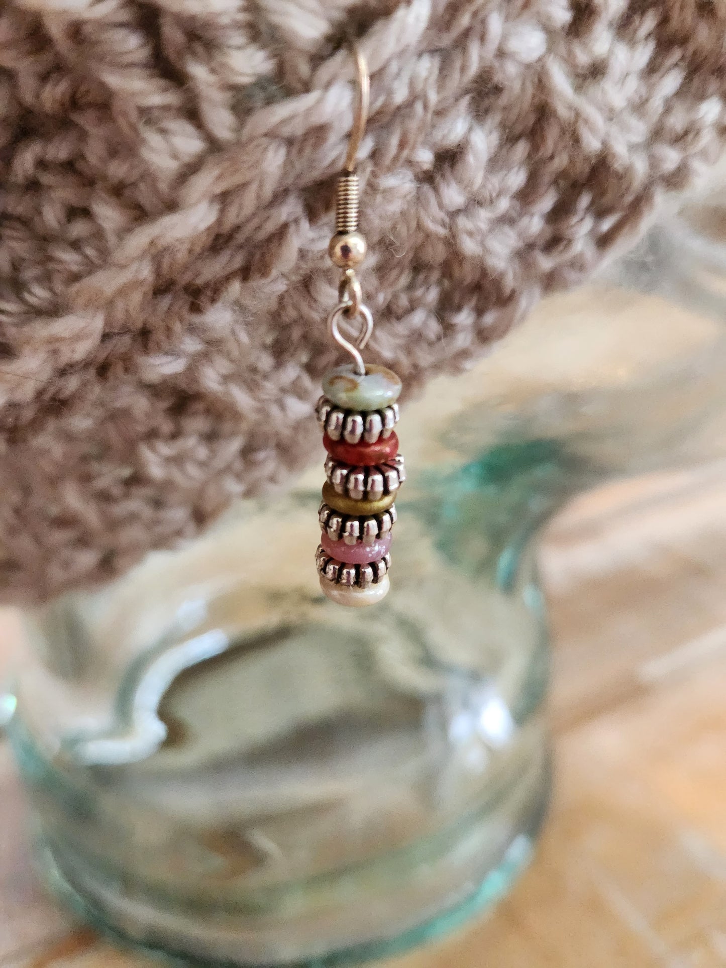 Cute, colorful stacked bead earrings
