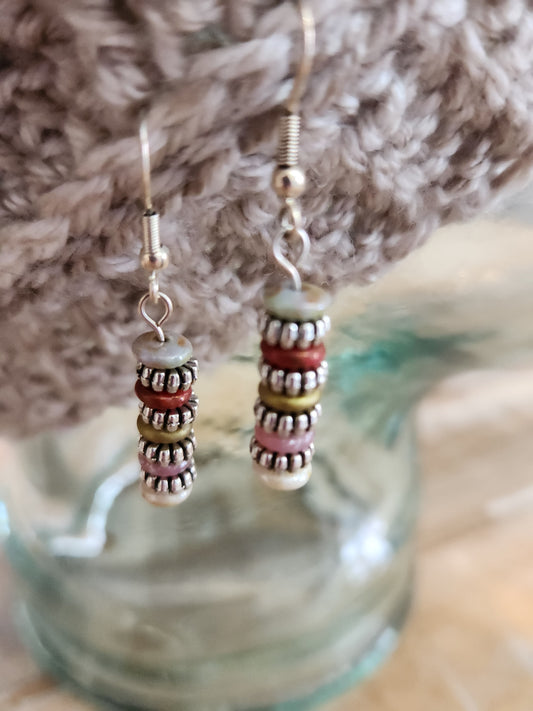 Cute, colorful stacked bead earrings