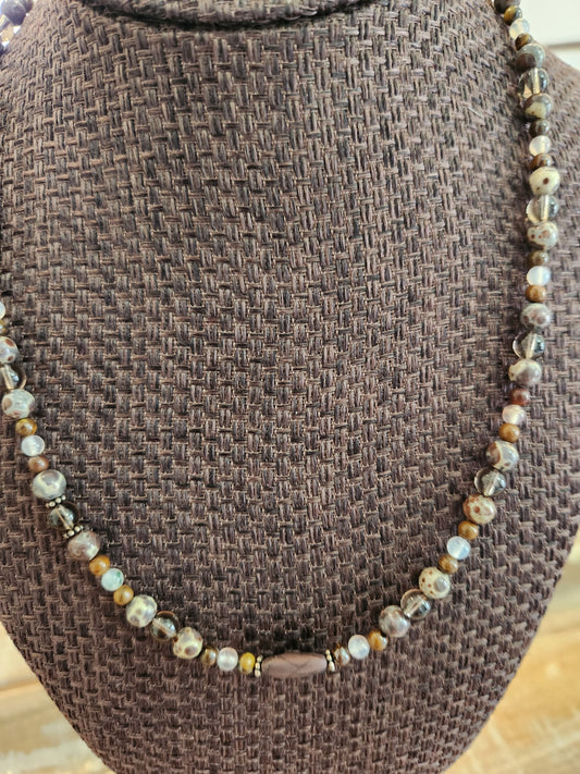 Smokey Quartz and gemstone necklace - 20.5"