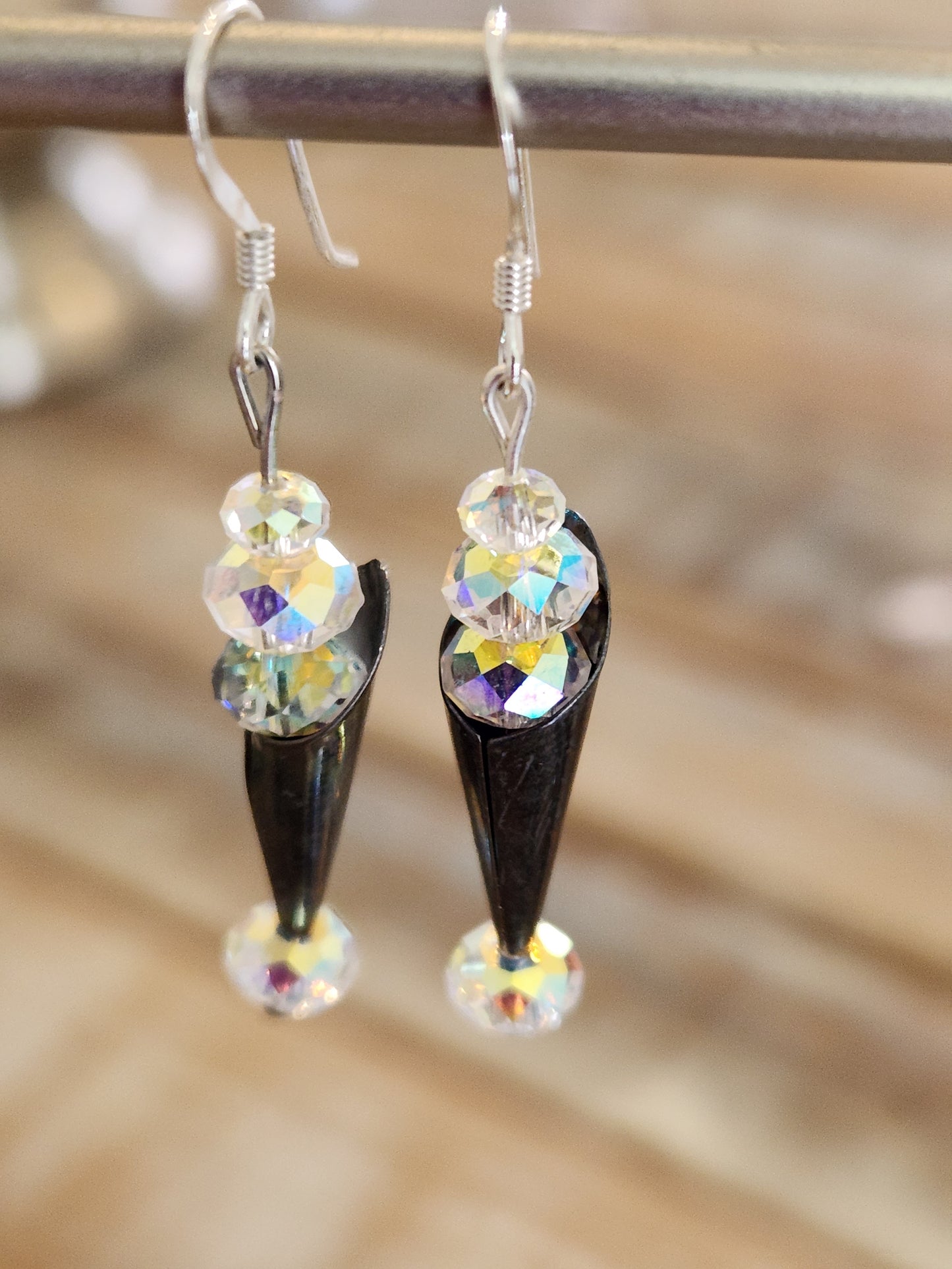 Waffle cone shape crystal earrings