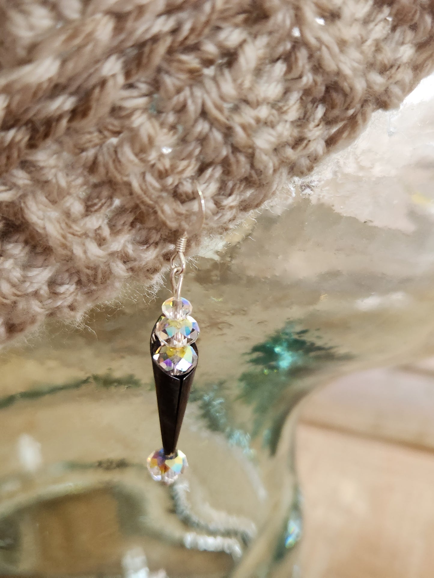 Waffle cone shape crystal earrings