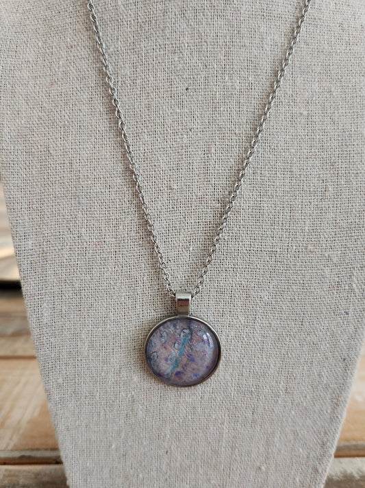 Alcohol ink pendant - Lavender (comes with chain)