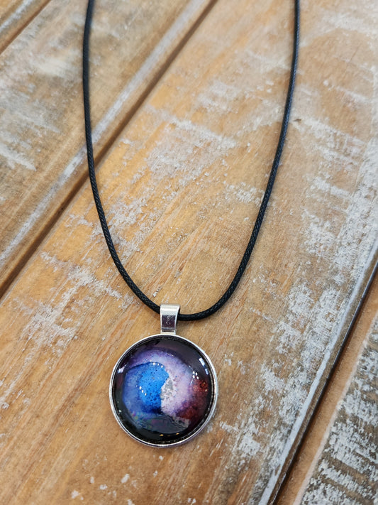 Alcohol ink pendant - Yin yang (comes with cord)