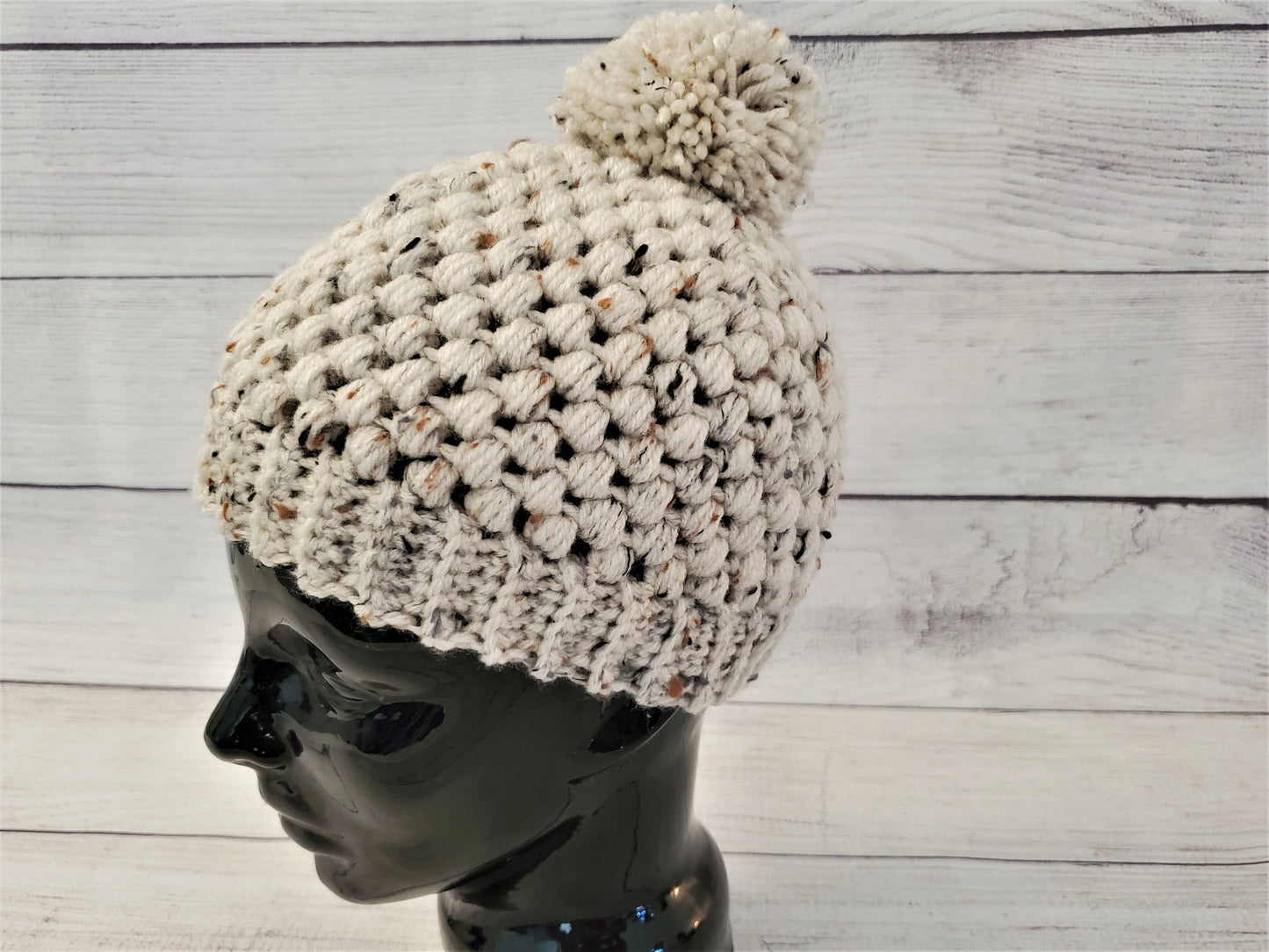 Oatmeal fleck pom pom beanie