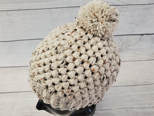 Oatmeal fleck pom pom beanie
