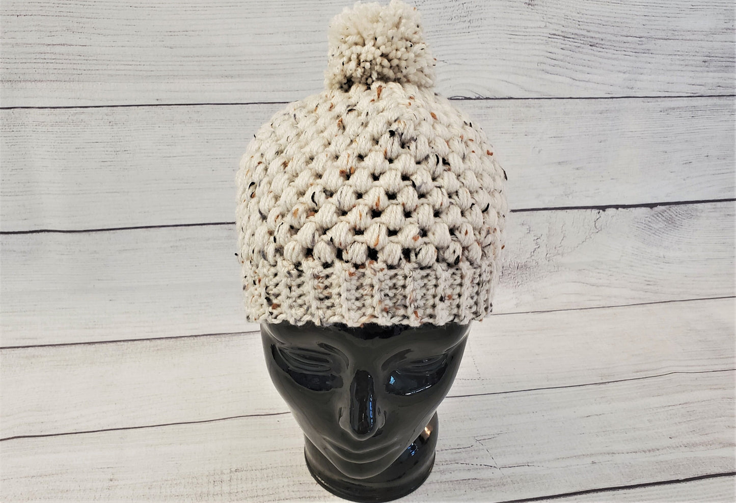 Oatmeal fleck pom pom beanie