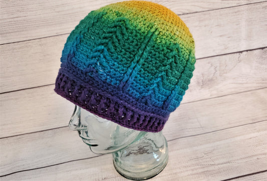 Rainbow beanie textured stitch