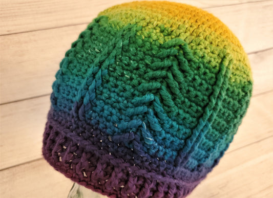 Rainbow beanie textured stitch
