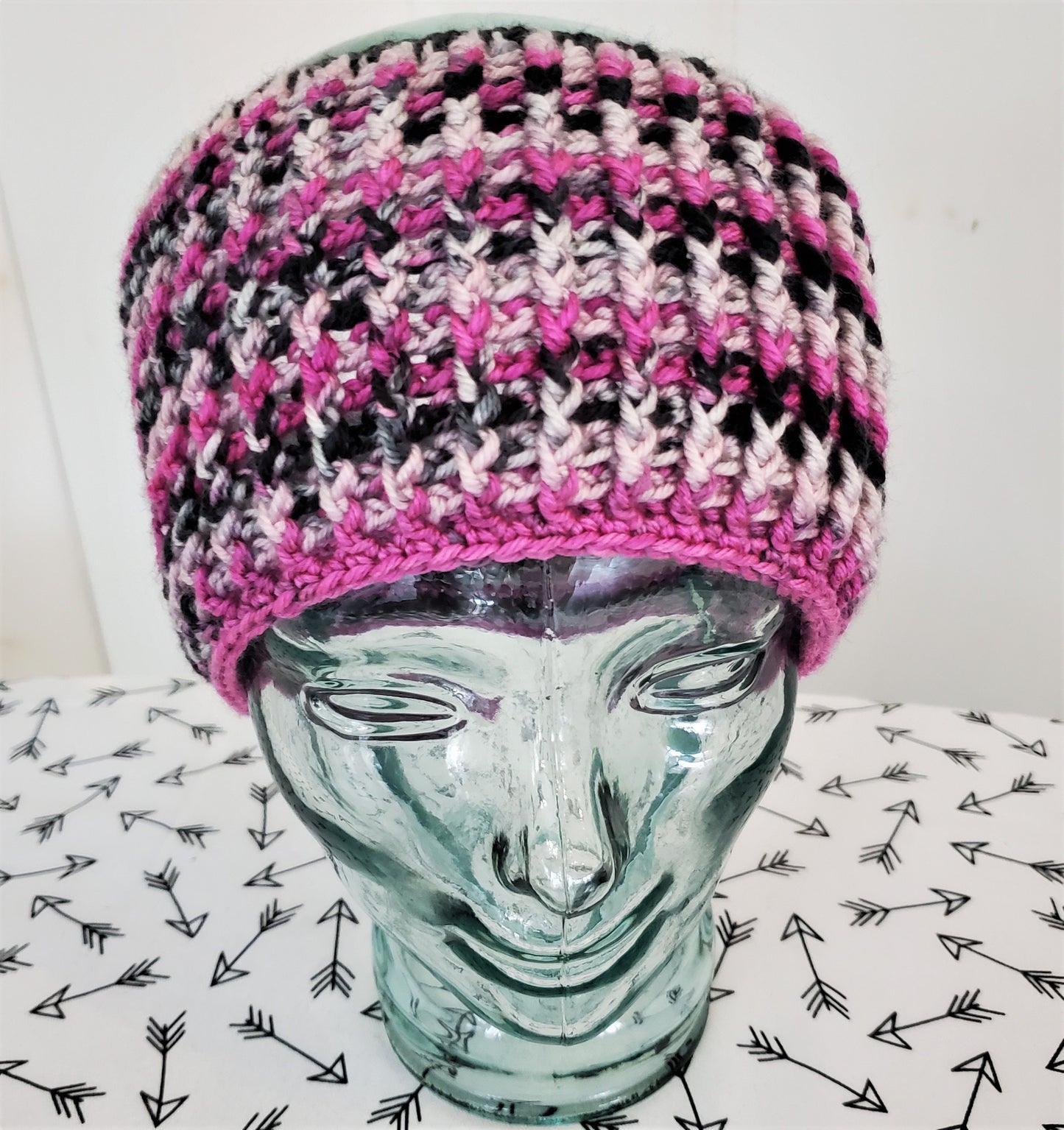 Wide headband pink black and grey